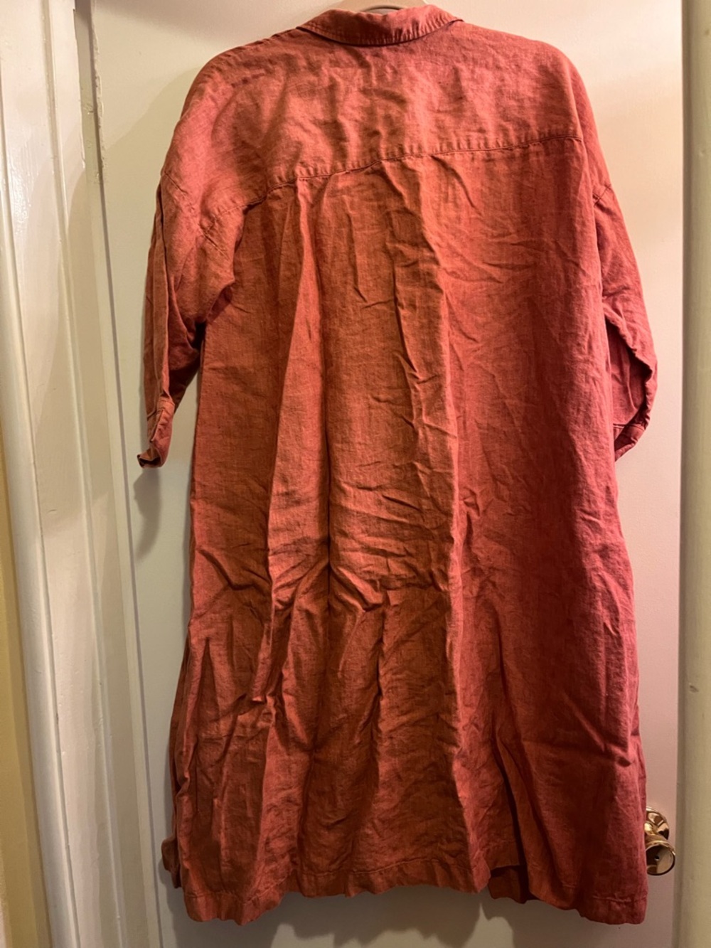 J. Jill Rust Orange Linen Midi Shirt Dress - Picture 2 of 3